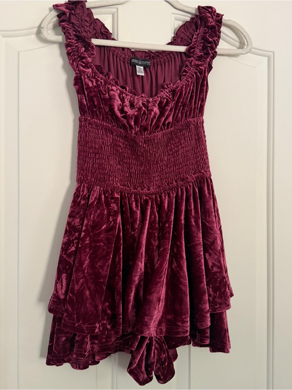 Urban Outfitters Burgundy Velvet Romper Dress XS